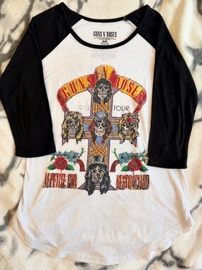 Guns N' Roses Ladies Medium of Appetite for Destruction' 3/4 Black Sleeve Shirt
